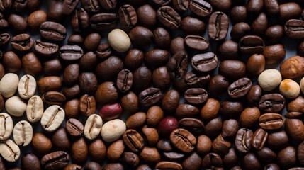Fototapeta premium Details of medium roasted and dark roasted,Different Types of Roasts Coffee Beans. 