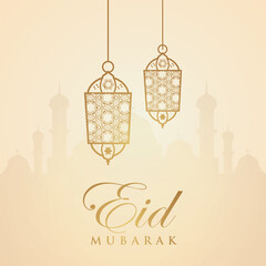 Obraz na płótnie Canvas Ramadan Eid Mubarak background greeting card with candles and moon decoration