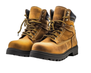 Men's yellow work boots on transparent background PNG