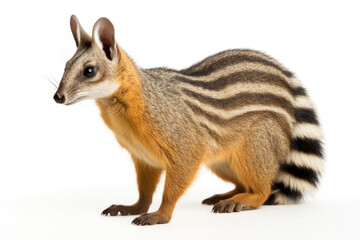 A Numbat, also known as the banded anteater, on a white background