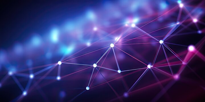 Abstract technological connectivity. Visually striking composition delves into realm of technology and connectivity. Dominant shades of blue convey sense of depth and creating futuristic