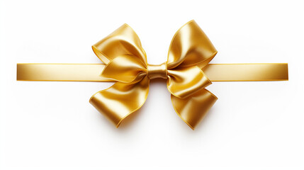 Luxurious Finishing Touch: Golden Ribbon and Bow, Perfectly Isolated on White