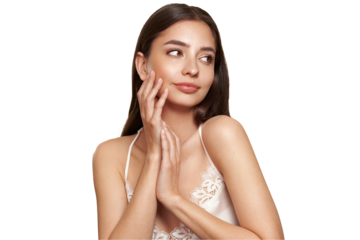 Portrait beautiful young woman with clean fresh skin. Model with healthy skin, close up portrait. Cosmetology, beauty and spa