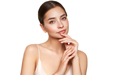 Portrait beautiful young woman with clean fresh skin. Model with healthy skin, close up portrait. Cosmetology, beauty and spa