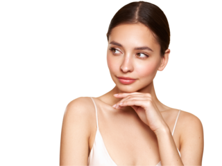 Portrait beautiful young woman with clean fresh skin. Model with healthy skin, close up portrait. Cosmetology, beauty and spa