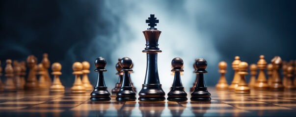 Exploring the intersection of chess competition and business strategy, this concept visualizes the dynamics of a strategic chess battle and the incorporation of innovative business ideas.