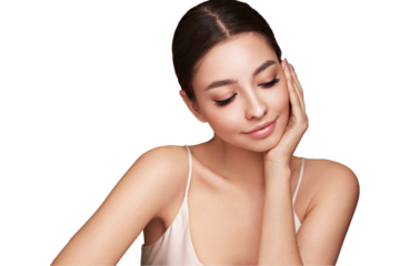 Portrait beautiful young woman with clean fresh skin. Model with healthy skin, close up portrait. Cosmetology, beauty and spa