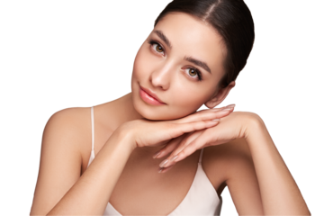 Portrait beautiful young woman with clean fresh skin. Model with healthy skin, close up portrait. Cosmetology, beauty and spa