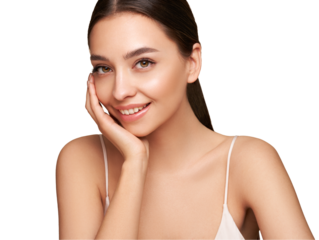 Portrait beautiful young woman with clean fresh skin. Model with healthy skin, close up portrait. Cosmetology, beauty and spa