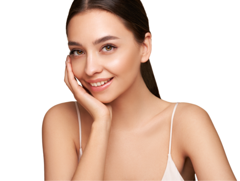 Portrait beautiful young woman with clean fresh skin. Model with healthy skin, close up portrait. Cosmetology, beauty and spa