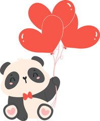 Cute Baby Panda Valentine with balloon heart