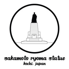 Circle icon line Sakamoto Ryoma Statue. vector illustration