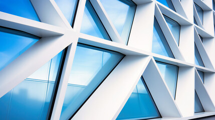 Modern Architectural Design Emphasizing Geometric White Frames Against a Clear Blue Sky