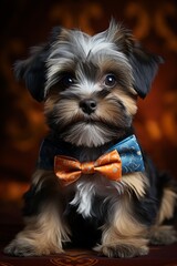 Cute Shih Tzu with a bowtie, Generative AI