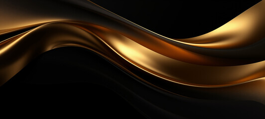 abstract art background with waves. Gold and black brush stroke element banner design