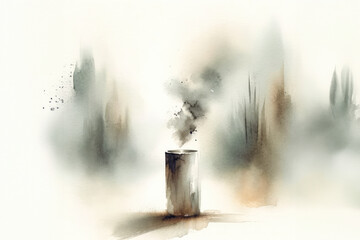 Ash Wednesday. Smoke coming out of a burner. Watercolor painting - Powered by Adobe
