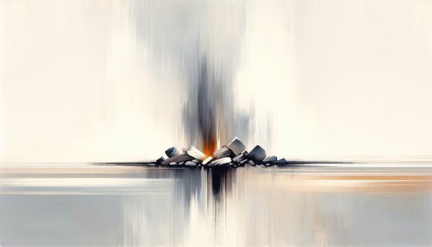 Ash Wednesday. Burning fire making ashes. Oil painting.