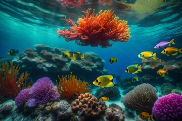 Naklejka na ściany i meble A Kaleidoscope of Colors with Vibrant Marine Life