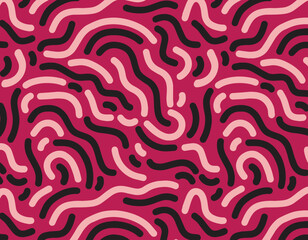 Abstract background pattern. Vector seamless repeat of doodle squiggles and dots. Design element. Colorful line doodle seamless pattern