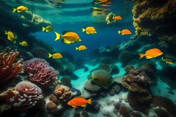 Fototapeta na wymiar Colorful Sea Life and Plants in a Mesmerizing Display