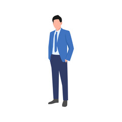 set of office workers in blue suits set