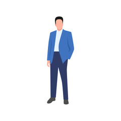 set of office workers in blue suits set
