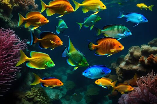 Fishes and Plants Engaging in a Graceful Underwater Dance