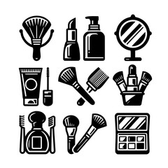 set of make-up tool icon logo designs