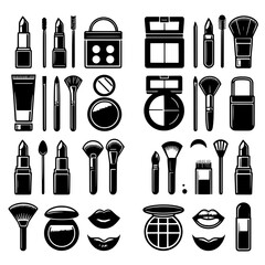 set of make-up tool icon logo designs