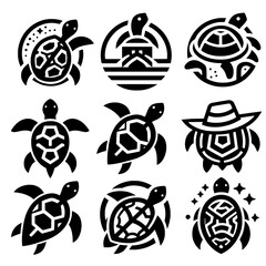set of turtle icon logo design