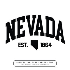 Nevada typography design with map vector. Editable college t-shirt design printable text effect vector