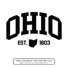 Fotobehang Ohio typography design with map vector. Editable college t-shirt design printable text effect vector © Mi