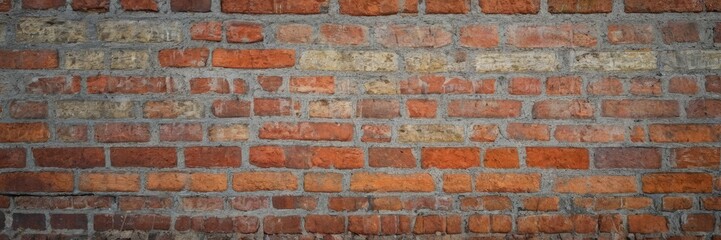 An old brick wall. Bricks of different sizes with thick joints and mortar drips. Background.