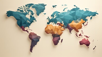 MInimalist design of World Map. Flat illustration style - obrazy, fototapety, plakaty