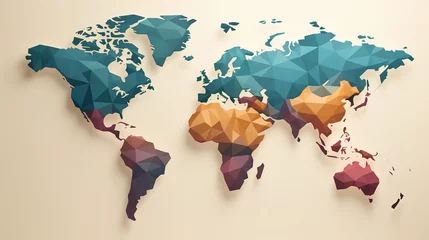 Poster MInimalist design of World Map. Flat illustration style © Papilouz Studio