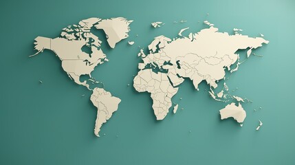 Fototapeta na wymiar MInimalist design of World Map. Flat illustration style