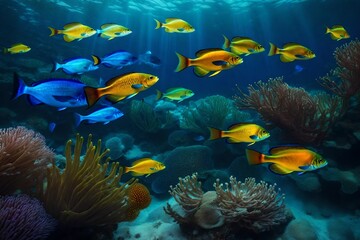 Naklejka na ściany i meble A Kaleidoscope of Colors with Vibrant Marine Life
