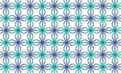 two tone of blue and green flowers repeat pattern on white color, replete image illustration, design for fabric printing, print, checkerboard, chain chess
