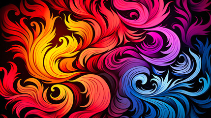 Whirling Inferno of Colors: An Intense Maelstrom of Red, Purple, and Blue Abstract Swirls