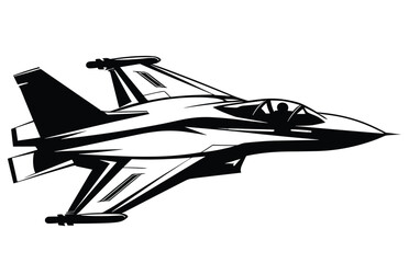 Fototapeta na wymiar fighter jet silhouette. Jet Fighter Airplane Silhouette. 