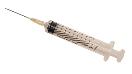 10 ml syringe on white background