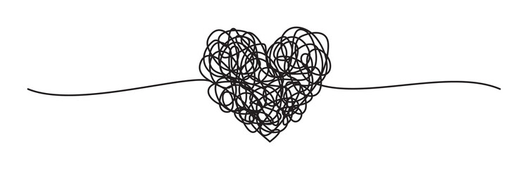 Heart shaped tangled grungy scribble png clipart - obrazy, fototapety, plakaty