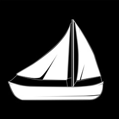a silhouette vector illustration of a sailing boat.