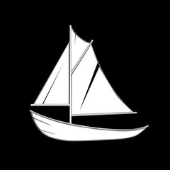 a silhouette vector illustration of a sailing boat.
