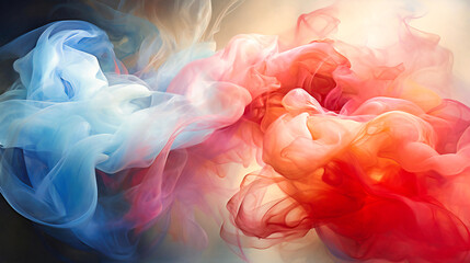 Mesmerizing Swirls of Pink and Blue Smoke Intertwining in a Dance of Ethereal Elegance