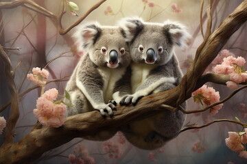 koala couple on tree