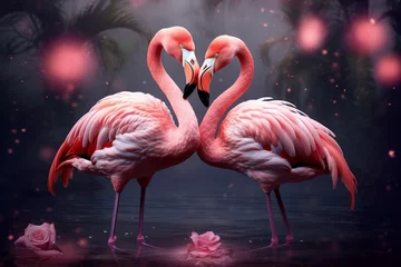 Keuken spatwand met foto flamingo couple valentine day concept © dobok