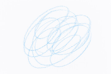 Wax crayon hand drawing blue background