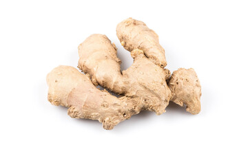 fresh ginger on white background