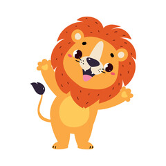 Lion Animal with Mane as Fairy Tale Character Vector Illustration